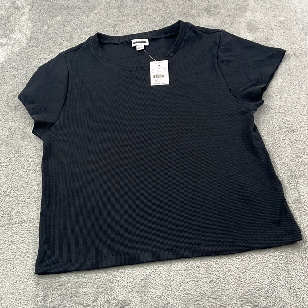 J. Crew Classic Black Short Sleeve Cropped Tee